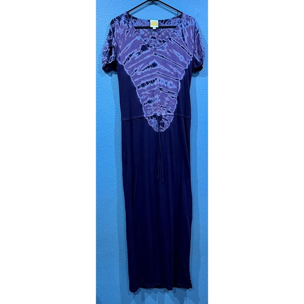 C&C California Purple Maxi Dress Cover Up Tie Dye Accent Side Slits Women Small